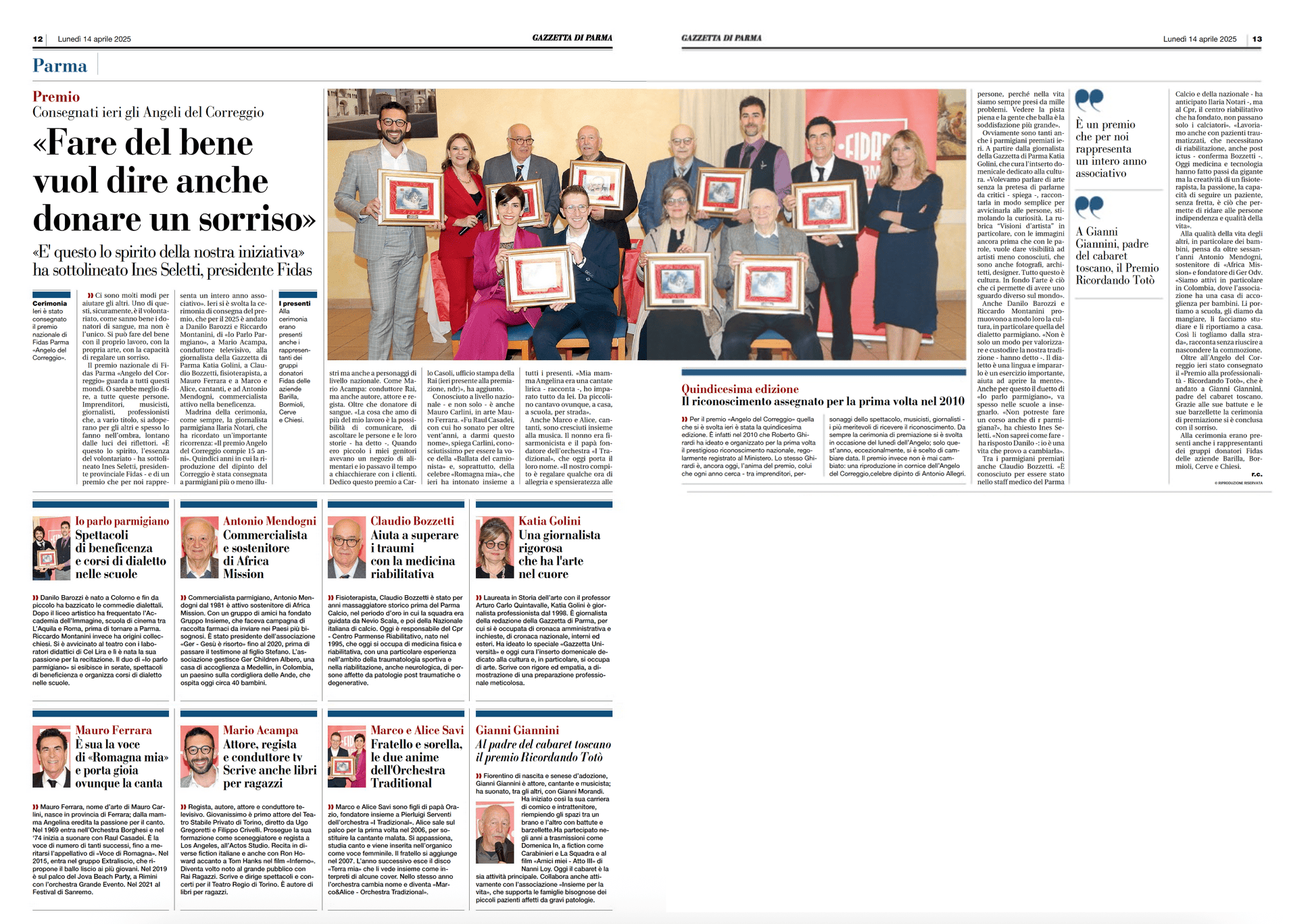 «Fare del bene vuol dire anche donare un sorriso» da Gazzetta di Parma (12/04/25)